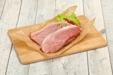 Juicy raw pork steak meat