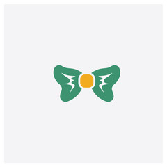 Bow Tie concept 2 colored icon. Isolated orange and green Bow Tie vector symbol design. Can be used for web and mobile UI/UX