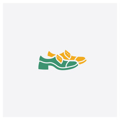 Leather Derby Shoe concept 2 colored icon. Isolated orange and green Leather Derby Shoe vector symbol design. Can be used for web and mobile UI/UX