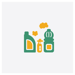 Bleach concept 2 colored icon. Isolated orange and green Bleach vector symbol design. Can be used for web and mobile UI/UX