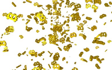 Digital currency symbol Bitcoin on a white background. Fall of bitcoin. crypto currency graph on virtual screen. Business, Finance and technology concept. 3D illustration