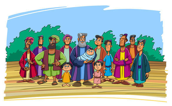 Biblical patriarch Jacob and his twelve sons
