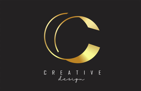 Golden luxury C Letter Logo with Monogram Design. Graphic golden C icon.