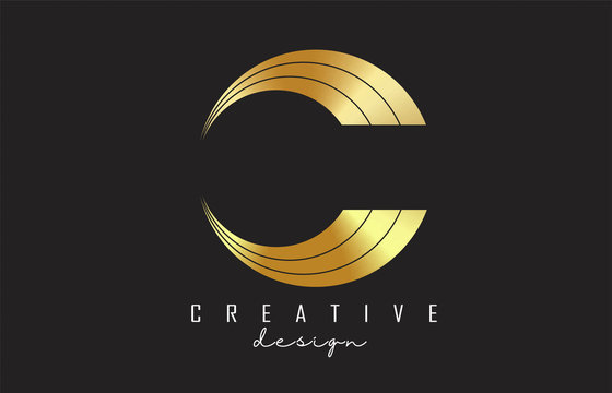 Golden C Letter Logo with Monogram and luxury design. Graphic golden C vector illustration.