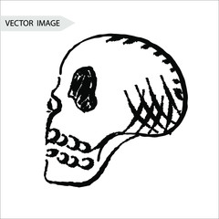 Skull. Vector EPS 10. Hand drawing. Punk, emo and grunge style. Digital art.