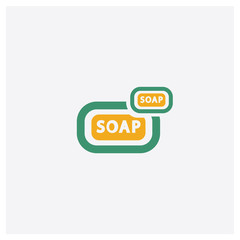 Soap concept 2 colored icon. Isolated orange and green Soap vector symbol design. Can be used for web and mobile UI/UX