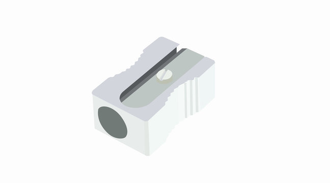 Silver Pencil Sharpener. Vector Illustration, Isolated