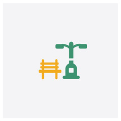 Park concept 2 colored icon. Isolated orange and green Park vector symbol design. Can be used for web and mobile UI/UX