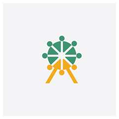 Ferris wheel concept 2 colored icon. Isolated orange and green Ferris wheel vector symbol design. Can be used for web and mobile UI/UX