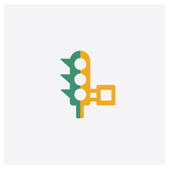 Traffic light concept 2 colored icon. Isolated orange and green Traffic light vector symbol design. Can be used for web and mobile UI/UX