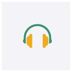 Headphone concept 2 colored icon. Isolated orange and green Headphone vector symbol design. Can be used for web and mobile UI/UX