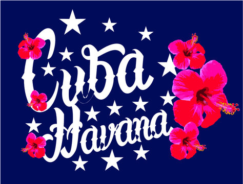 Cuba Havana print and embroidery graphic design vector art