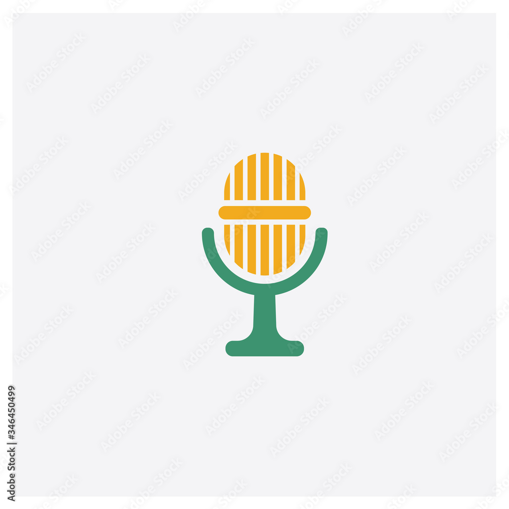 Wall mural movie microphone concept 2 colored icon. isolated orange and green movie microphone vector symbol de