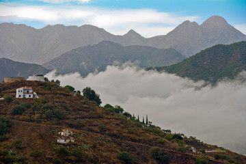 Countryside surrounding The Moorish village of Frigiliana nestling in the mountains, Costa del Sol,...