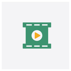 Film Reel Playing concept 2 colored icon. Isolated orange and green Film Reel Playing vector symbol design. Can be used for web and mobile UI/UX