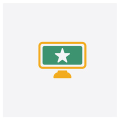 Hollywood Star concept 2 colored icon. Isolated orange and green Hollywood Star vector symbol design. Can be used for web and mobile UI/UX