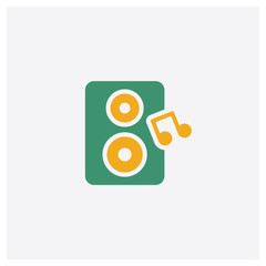 Loud Woofer Box concept 2 colored icon. Isolated orange and green Loud Woofer Box vector symbol design. Can be used for web and mobile UI/UX