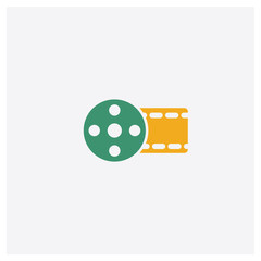 Big Film Roll concept 2 colored icon. Isolated orange and green Big Film Roll vector symbol design. Can be used for web and mobile UI/UX