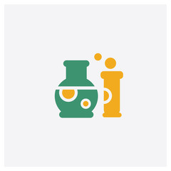 Flask concept 2 colored icon. Isolated orange and green Flask vector symbol design. Can be used for web and mobile UI/UX