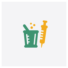 Syringe concept 2 colored icon. Isolated orange and green Syringe vector symbol design. Can be used for web and mobile UI/UX