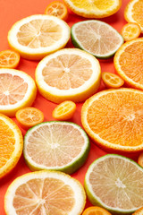 Selection of citrus slices on paper background 5