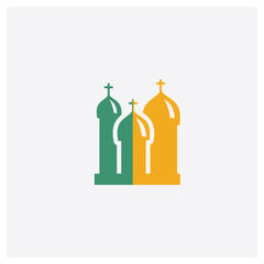 Cathedral of saint basil concept 2 colored icon. Isolated orange and green Cathedral of saint basil vector symbol design. Can be used for web and mobile UI/UX