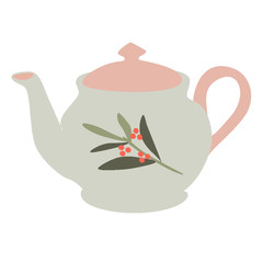 White teapot with pink lid
