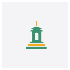 Buddist Cemetery concept 2 colored icon. Isolated orange and green Buddist Cemetery vector symbol design. Can be used for web and mobile UI/UX