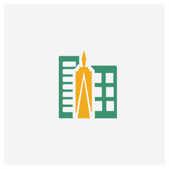 Trade Center concept 2 colored icon. Isolated orange and green Trade Center vector symbol design. Can be used for web and mobile UI/UX