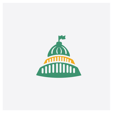 Capitol Building concept 2 colored icon. Isolated orange and green Capitol Building vector symbol design. Can be used for web and mobile UI/UX