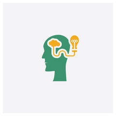 Brainstorm concept 2 colored icon. Isolated orange and green Brainstorm vector symbol design. Can be used for web and mobile UI/UX