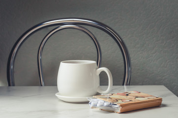 Tea, degrees and tablets/Tea, degrees and tablets on the table.