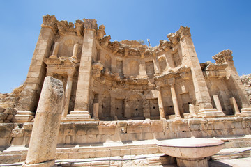 The Jerash nymphaeum in Jerash Jordan. Constructed in 191 AD and dedicated to nymphs