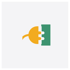 Plug concept 2 colored icon. Isolated orange and green Plug vector symbol design. Can be used for web and mobile UI/UX