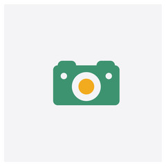 Photo Camera concept 2 colored icon. Isolated orange and green Photo Camera vector symbol design. Can be used for web and mobile UI/UX