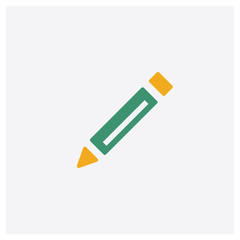Writing concept 2 colored icon. Isolated orange and green Writing vector symbol design. Can be used for web and mobile UI/UX