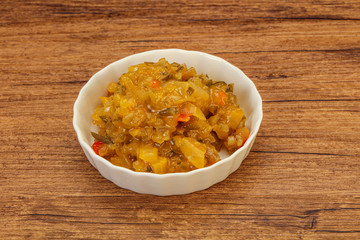 Relish sauce with cucumbers and mustard