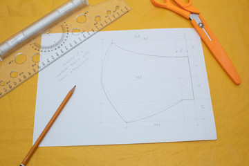 how to make a protective face mask at home from fabric, step-by-step instructions, Step 1