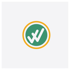 Double Checking concept 2 colored icon. Isolated orange and green Double Checking vector symbol design. Can be used for web and mobile UI/UX