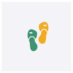 Flip flops concept 2 colored icon. Isolated orange and green Flip flops vector symbol design. Can be used for web and mobile UI/UX