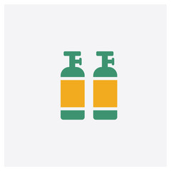 Oxygen tank concept 2 colored icon. Isolated orange and green Oxygen tank vector symbol design. Can be used for web and mobile UI/UX