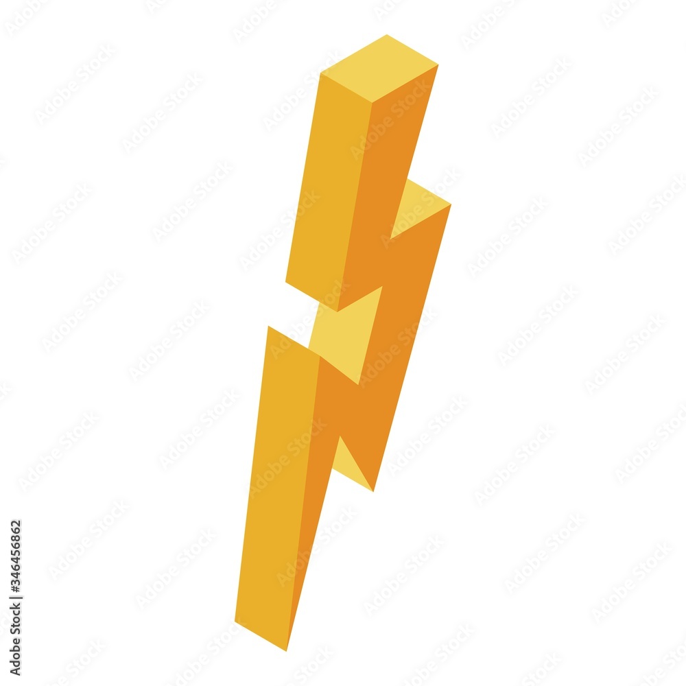 Poster yellow powerful thunder icon. isometric of yellow powerful thunder vector icon for web design isolat