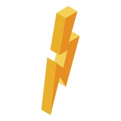 Yellow powerful thunder icon. Isometric of yellow powerful thunder vector icon for web design isolated on white background