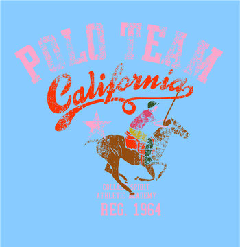 College polo sports print and embroidery graphic design vector art