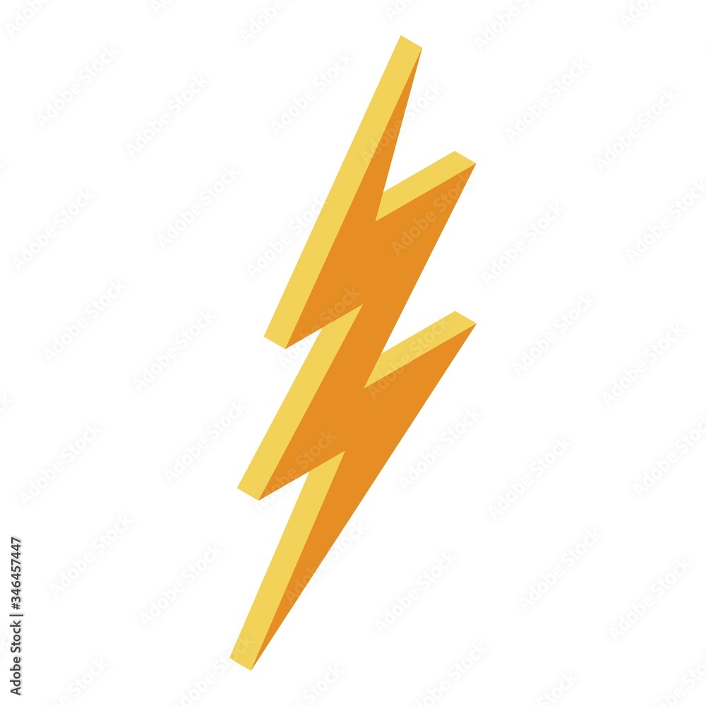Poster yellow thunder arrow icon. isometric of yellow thunder arrow vector icon for web design isolated on 