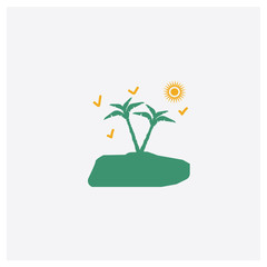 Island concept 2 colored icon. Isolated orange and green Island vector symbol design. Can be used for web and mobile UI/UX