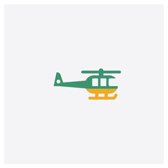 Helicopter concept 2 colored icon. Isolated orange and green Helicopter vector symbol design. Can be used for web and mobile UI/UX