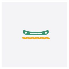 Canoe concept 2 colored icon. Isolated orange and green Canoe vector symbol design. Can be used for web and mobile UI/UX