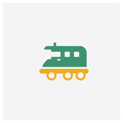 Camper van concept 2 colored icon. Isolated orange and green Camper van vector symbol design. Can be used for web and mobile UI/UX