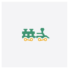 Locomotive concept 2 colored icon. Isolated orange and green Locomotive vector symbol design. Can be used for web and mobile UI/UX